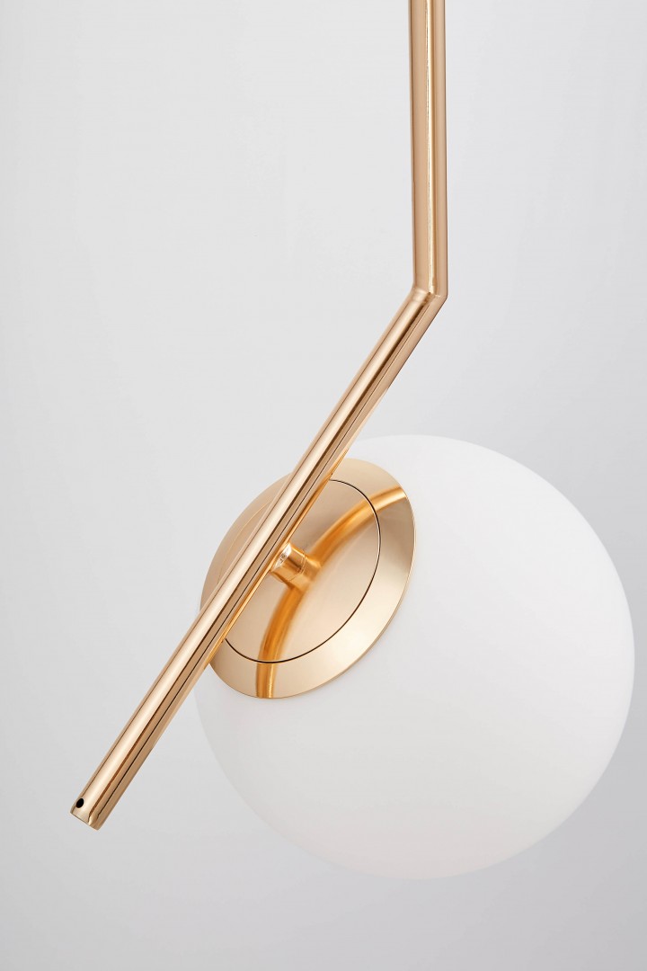 LAMPA WISZĄCA NOWOCZESNA ZŁOTA BIAŁA KULA SORENTO 15 LUMINA DECO