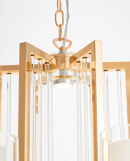Nowoczesna lampa wisząca złota Manhattan Lumina Deco – zbliżenie na złotą podstawę i dolne wykończenie konstrukcji