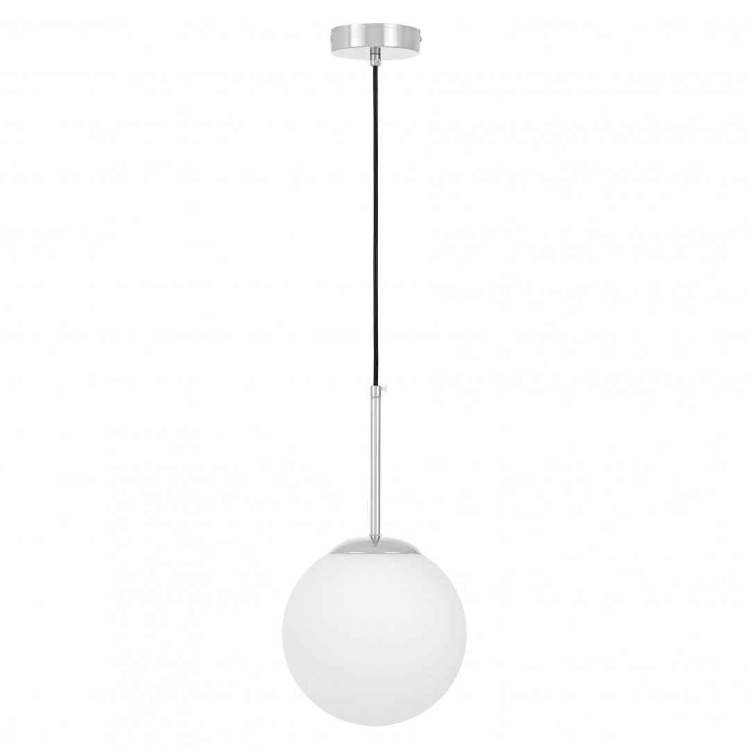 LAMPA WISZĄCA SUFITOWA NOWOCZESNA CHROMOWANA BIAŁA KULA FREDICA 20 LUMINA DECO