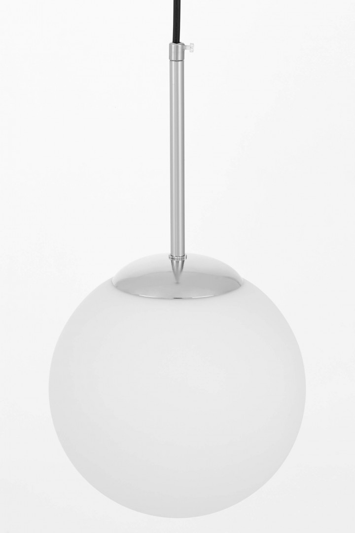 LAMPA WISZĄCA SUFITOWA NOWOCZESNA CHROMOWANA BIAŁA KULA FREDICA 20 LUMINA DECO