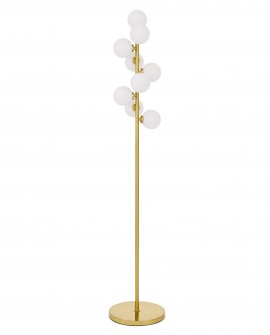 LAMPA STOJĄCA PODŁOGOWA ZŁOTO SZCZOTKOWANE BIAŁE KULE PETRICA 9 LUMINA DECO