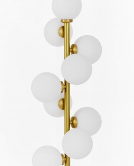 LAMPA STOJĄCA PODŁOGOWA ZŁOTO SZCZOTKOWANE BIAŁE KULE PETRICA 9 LUMINA DECO
