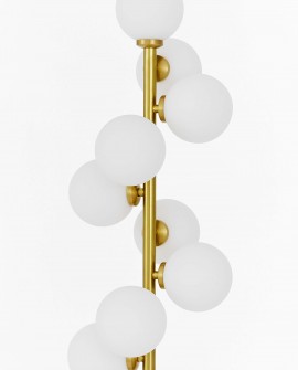 LAMPA STOJĄCA PODŁOGOWA ZŁOTO SZCZOTKOWANE BIAŁE KULE PETRICA 9 LUMINA DECO