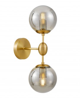 KINKIET LAMPA ŚCIENNA LOFT ZŁOTO SZCZOTKOWANE DYMIONA ZODIAK W2 LUMINA DECO
