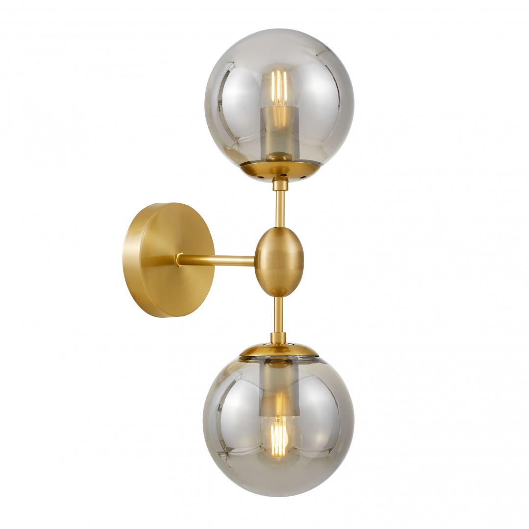 KINKIET LAMPA ŚCIENNA LOFT ZŁOTO SZCZOTKOWANE DYMIONA ZODIAK W2 LUMINA DECO