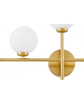 kinkiet lampa scienna nowoczesna złota szczotkowana biale kule marsiada lewa 2 lumina deco
