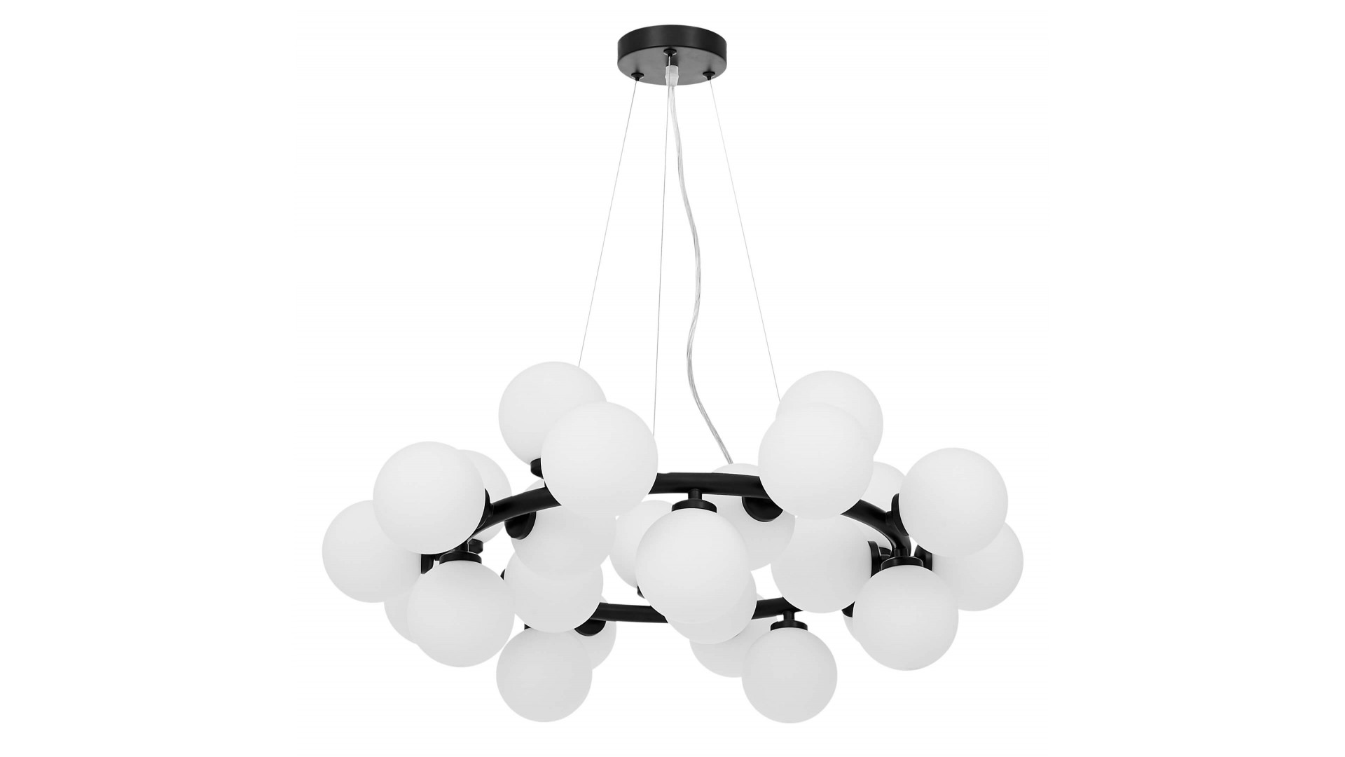 Lampa wisząca MARSIADA W25 w kolorze czarnym z okrągłymi białymi kloszami