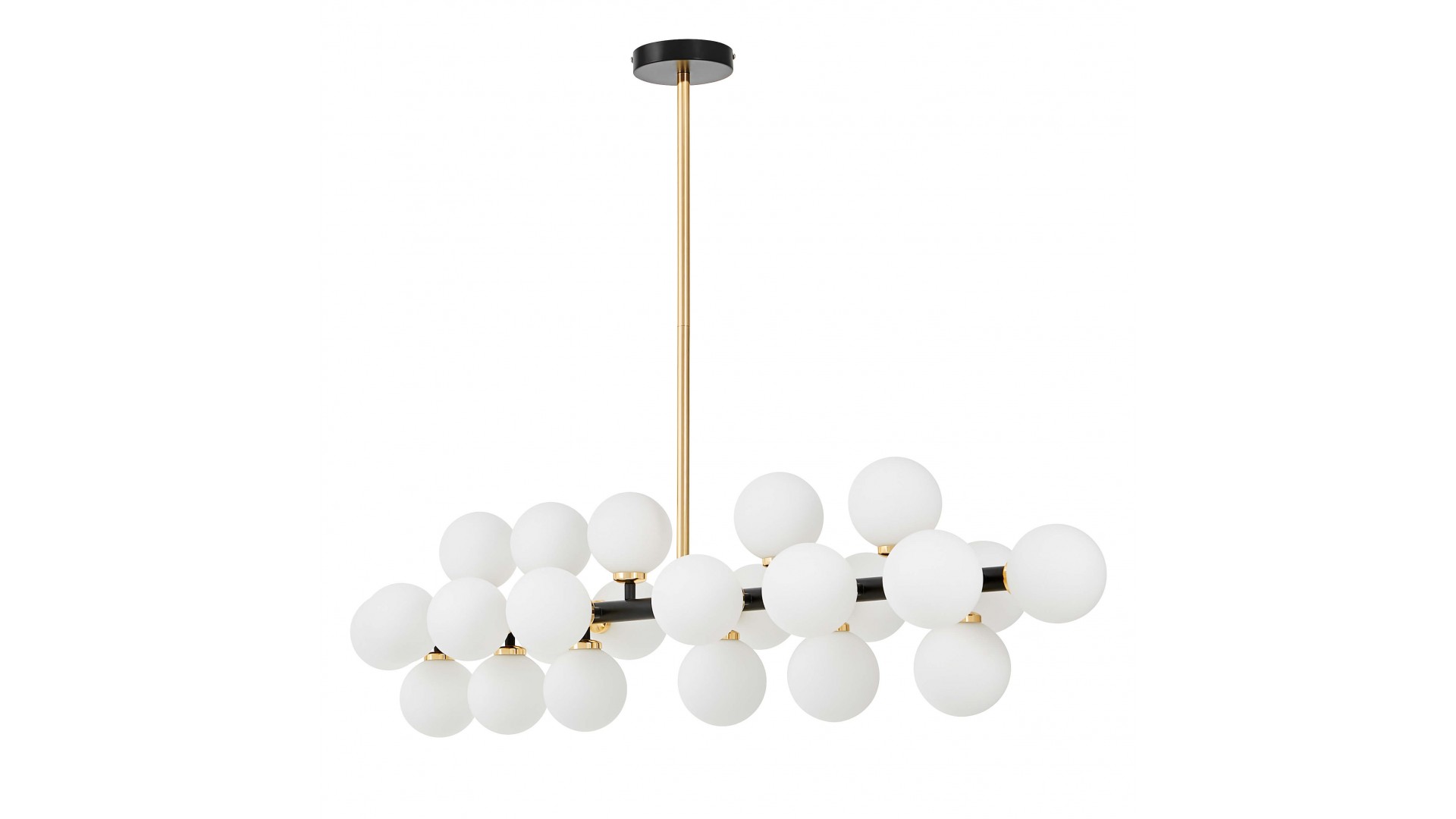 LAMPA WISZĄCA SUFITOWA NOWOCZESNA CZARNO-ZŁOTA BIAŁE KULE PETRICA 24 LUMINA DECO