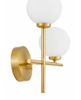 kinkiet lampa scienna nowoczesny złoty szczotkowany biale kule marsiada prawa 2 lumina deco