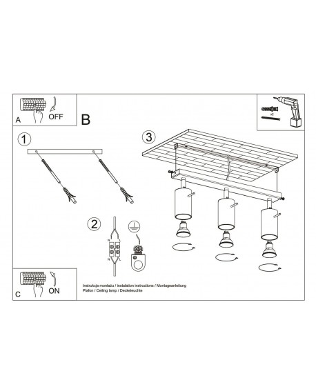 Plafon RING 3L czarny Sollux SL.0093