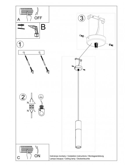 Lampa wisząca BORGIO 1 biały Sollux SL.0647