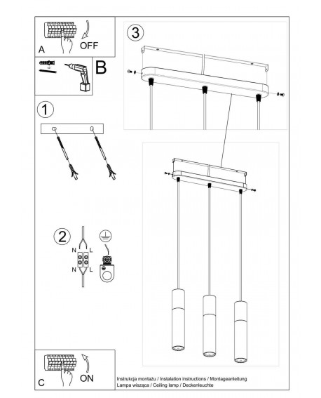 Lampa wisząca BORGIO 3L biały Sollux SL.0649