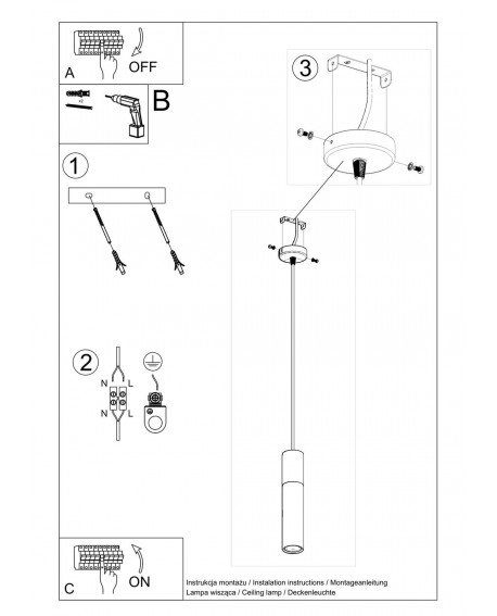 Lampa wisząca BORGIO 1 czarny Sollux SL.0650