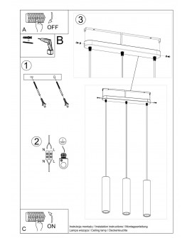 Lampa wisząca LUVO 3L Sollux SL.0655