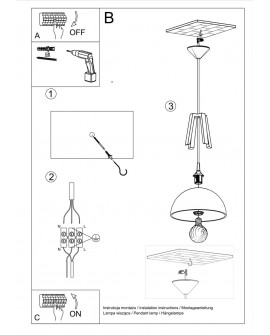 Lampa wisząca CASCO biała/czarna Sollux SL.0387