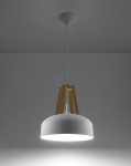 Lampa wisząca CASCO biała/naturalne drewno Sollux SL.0388