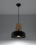 Lampa wisząca CASCO czarna/naturalne drewno Sollux SL.0390
