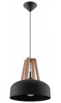 Lampa wisząca CASCO czarna/naturalne drewno Sollux SL.0390