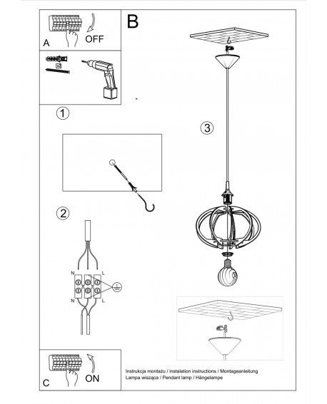 Lampa wisząca MANDELINO naturalne drewno Sollux SL.0392