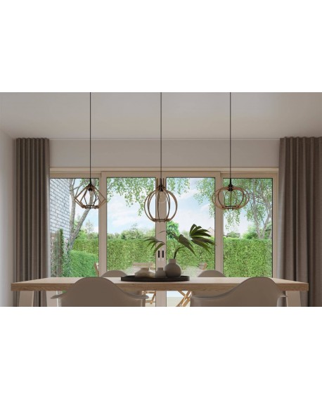 Lampa wisząca POMPELMO naturalne drewno Sollux SL.0393