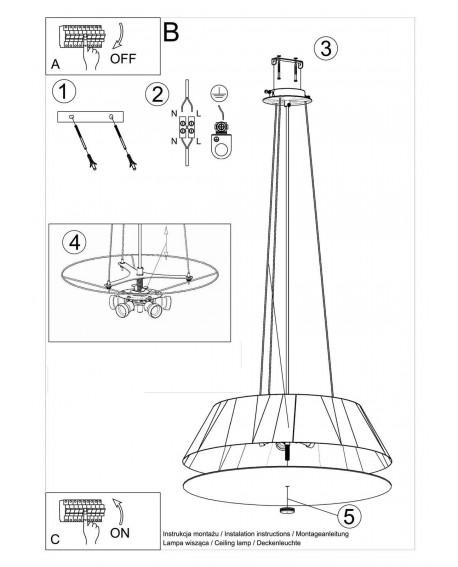 Żyrandol VEGA 60 czarny Sollux SL.0766