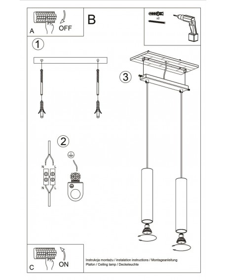 Lampa wisząca LAGOS 2 biały Sollux SL.0324