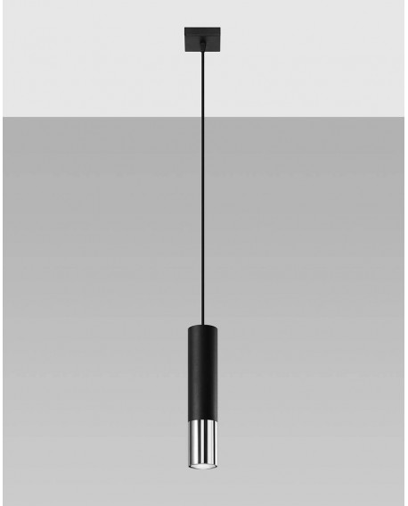 Lampa wisząca LOOPEZ 1 czarny/chrom Sollux SL.0940