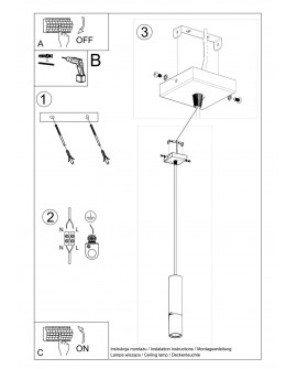 Lampa wisząca LOOPEZ 1 czarny/chrom Sollux SL.0940