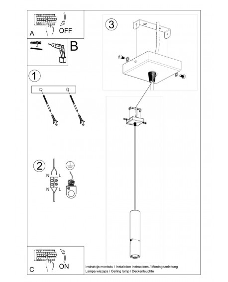 Lampa wisząca LOOPEZ 1 czarny/chrom Sollux SL.0940