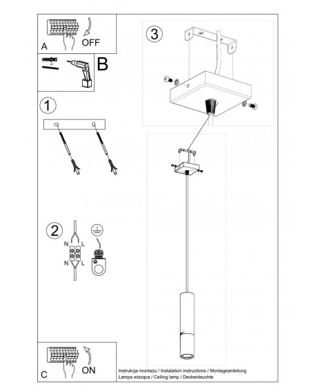 Lampa wisząca LOOPEZ 1 czarny/złoty Sollux SL.0952