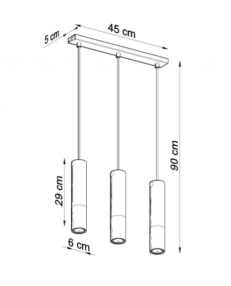 Lampa wisząca LOOPEZ 3L czarny/chrom Sollux SL.0942