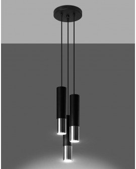 Lampa wisząca LOOPEZ 3P czarny/chrom Sollux SL.0943