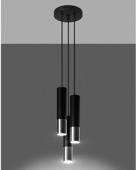 Lampa wisząca LOOPEZ 3P czarny/chrom Sollux SL.0943