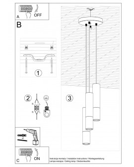 Lampa wisząca LOOPEZ 3P czarny/chrom Sollux SL.0943