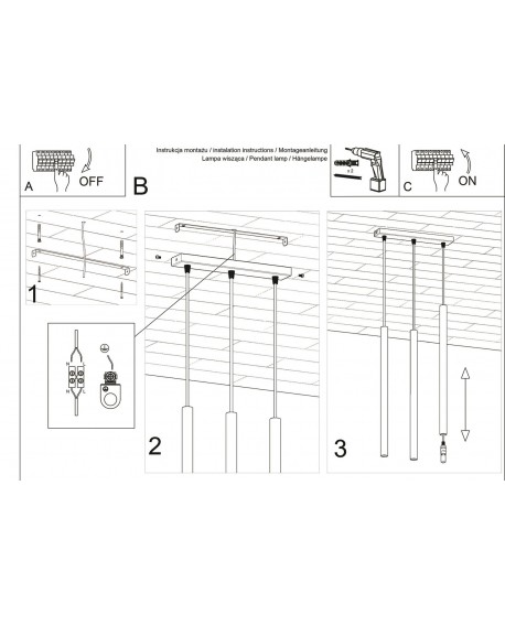 Lampa wisząca PASTELO 3 czarna Sollux SL.0470