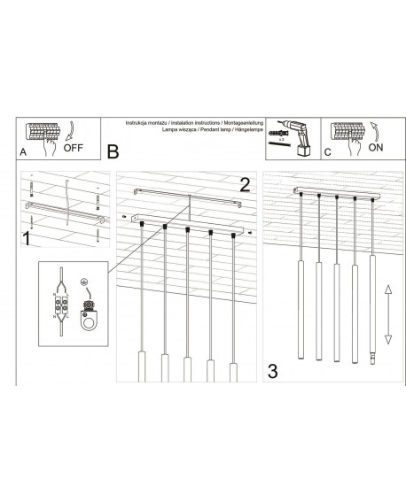 Lampa wisząca PASTELO 5 czarna Sollux SL.0472