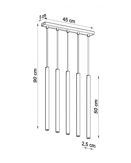 Lampa wisząca PASTELO 5 czarna Sollux SL.0472