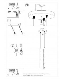 Lampa wisząca MOZAICA 3P czarny/chrom Sollux SL.0887