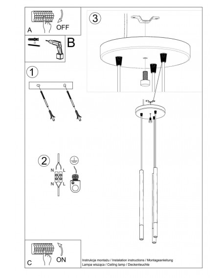 Lampa wisząca MOZAICA 3P czarny/miedź Sollux SL.0890