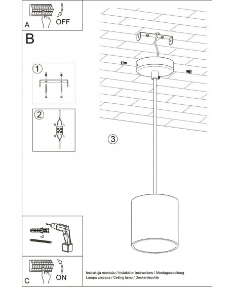 Lampa wisząca ORBIS 1 czarny Sollux SL.0051