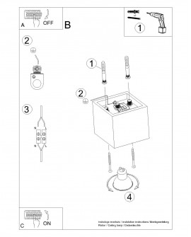 Plafon QUAD 1 czarny Sollux SL.0022