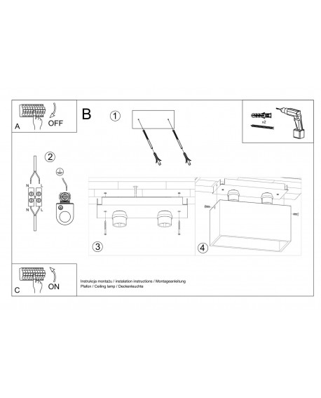 Plafon QUAD MAXI czarny Sollux SL.0381