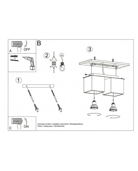 Plafon QUAD 2 czarny Sollux SL.0063