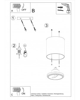 Plafon TIUBE czarny Sollux SL.0697