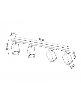 Plafon MERIDA 4L czarny Sollux SL.0459