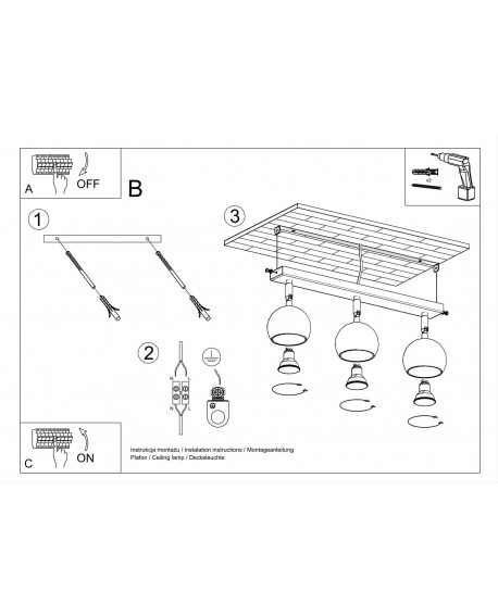 Plafon OCULARE 3 biały Sollux SL.0439