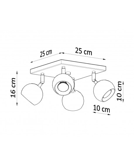 Plafon OCULARE 4 czarny Sollux SL.0446