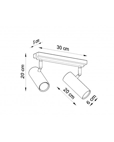 Plafon DIREZIONE 2 czarny Sollux SL.0500