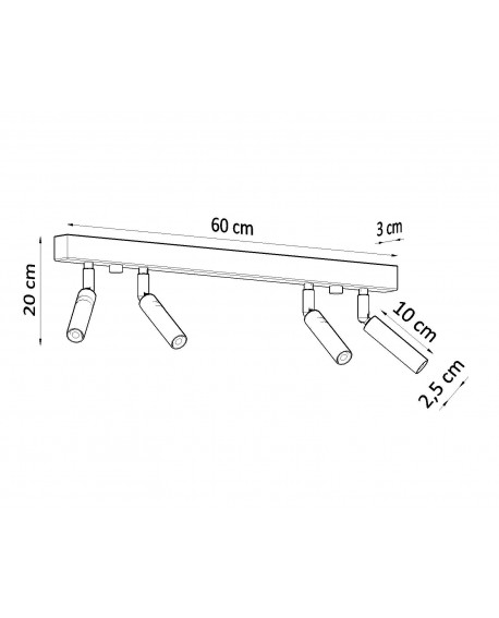 Plafon EYETECH 4 czarny Sollux SL.0900