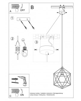 Lampa wisząca GASPARE czarna Sollux SL.0291